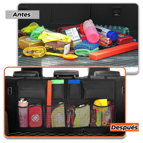 Organizador De Auto Para Respaldo Varios Compartimentos Negro
