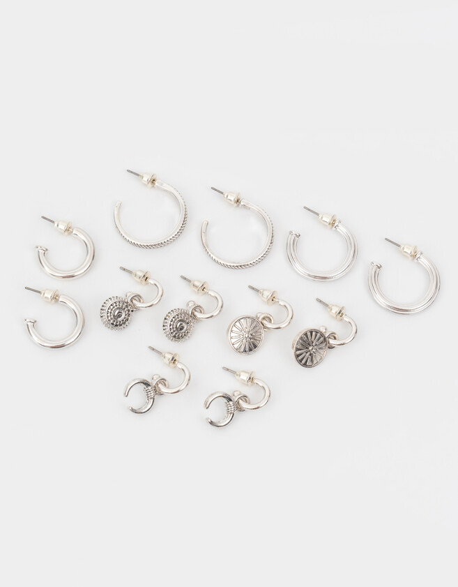 Aros Argollas Set Bañada en Plata Set De Aros Bañados En Plata - Plateado