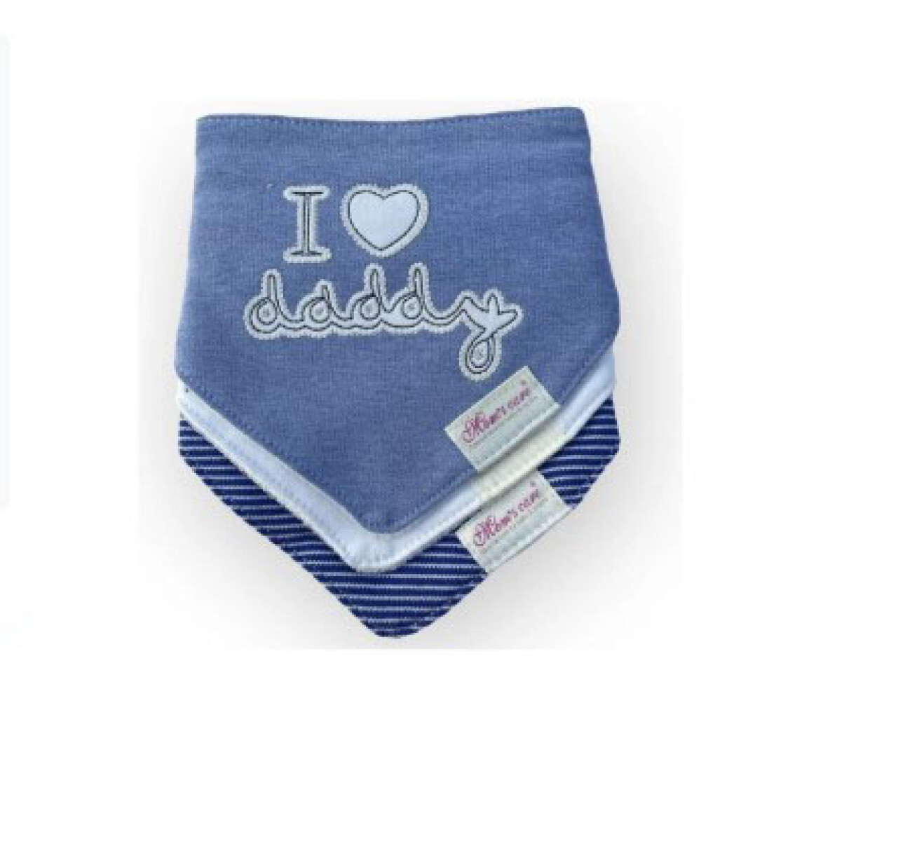 Set babero bandana x3 - Celeste I love daddy 