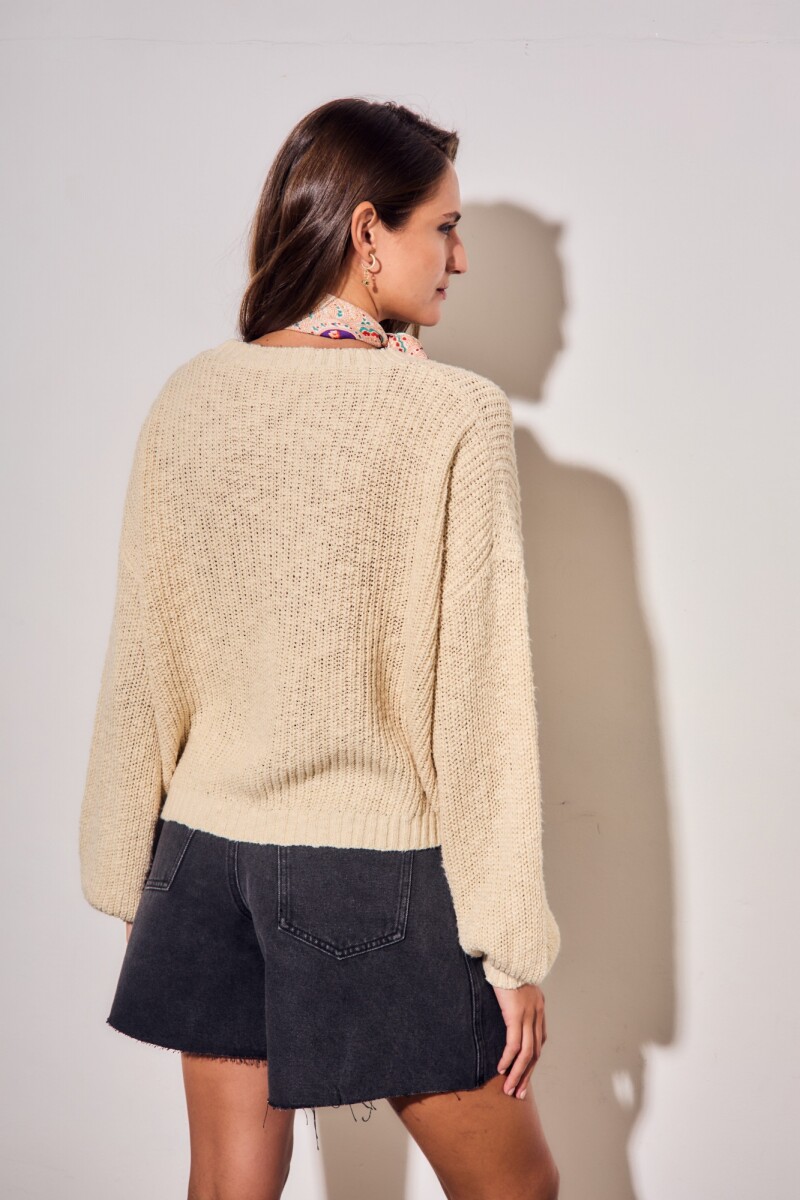 Sweater Bouclé Texturado Beige