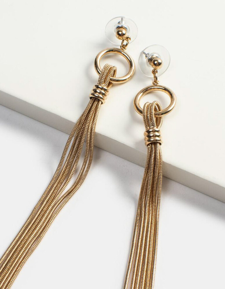 Aros Colgantes Largos Metal Aro Classic Long - Dorado