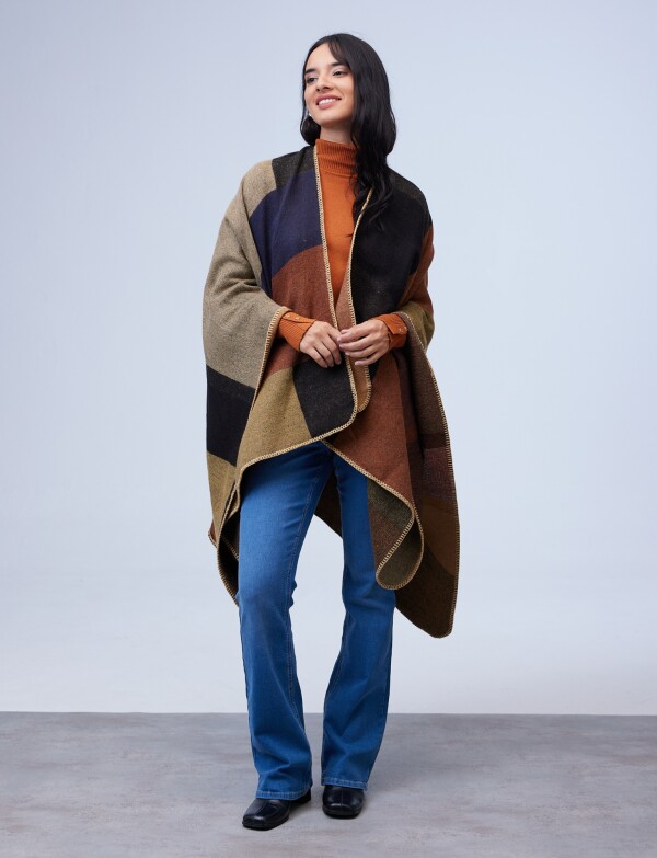 Ruana Colorblock TOSTADO/MULTI