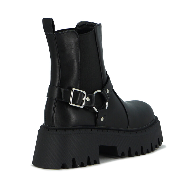 Darkness Bota Dama Caña Media C/ Hebilla Y Elastico Negro