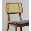 Silla de Comedor Classic Ratán - Línea Manhattan Tela Lino Gris/Natural