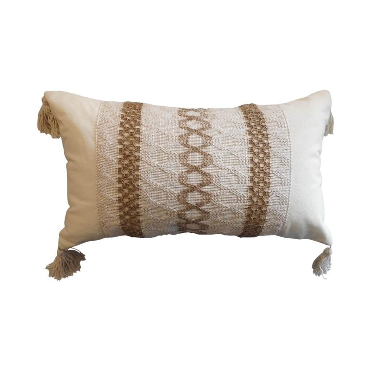 ALMOHADON CON TEJIDO 50x30CM BLANCO/NATURAL 
