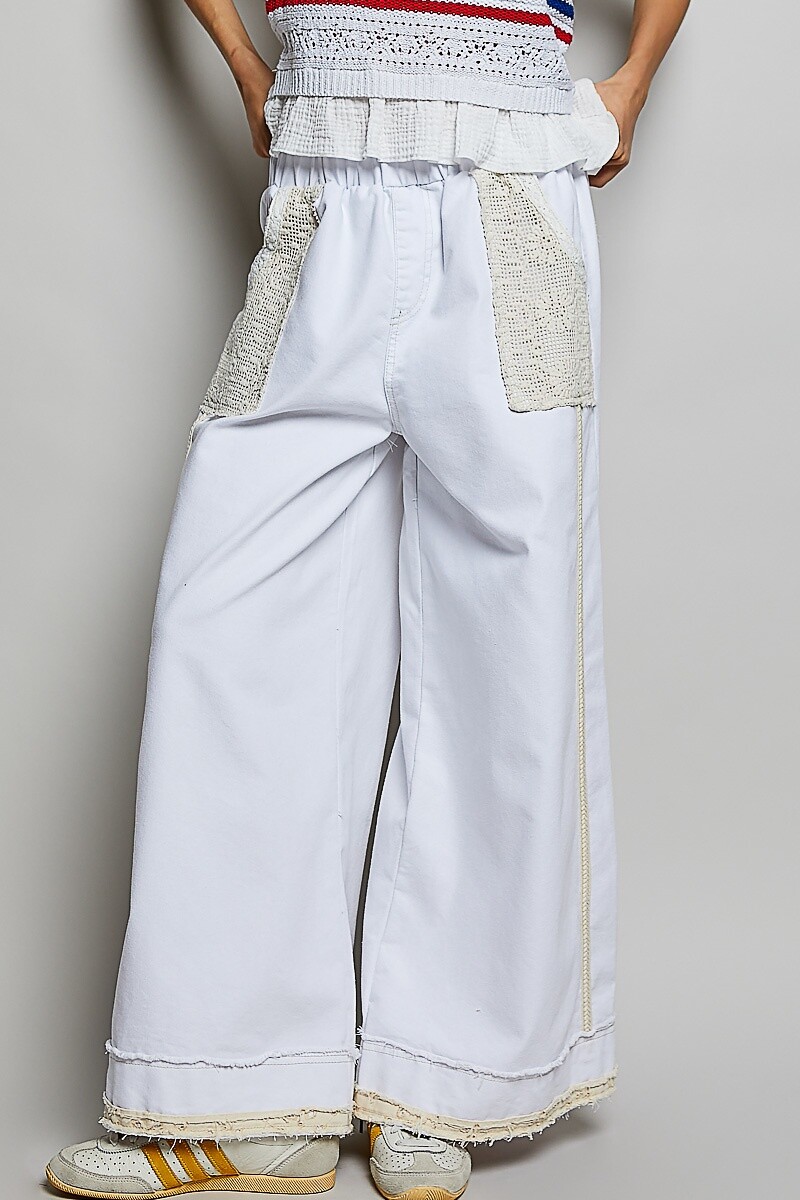 PANTALON DENIM PARCHES Blanco