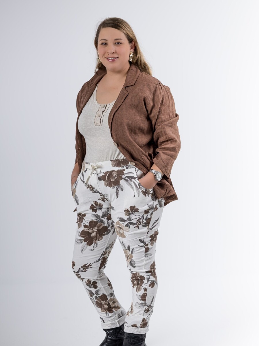Pantalón babucha de lycra estampado importado de italia Pantalón babucha de lycra estampado importado de italia blanco