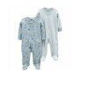 Enterito X2 algodón Carters con pie RN Dino Celeste Pastel