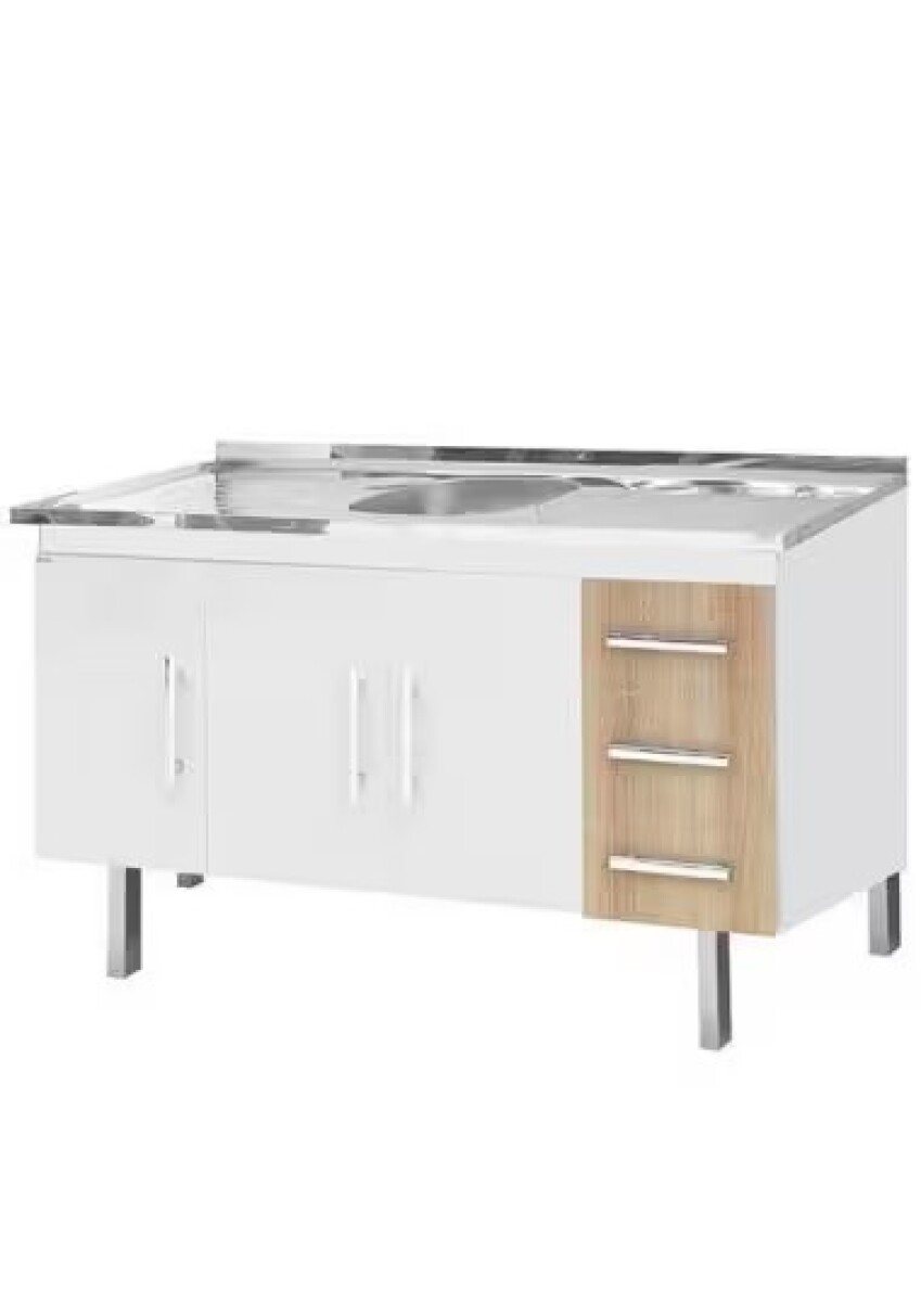 Mueble De Cocina Bajo Mesada 160 Cm Roble Y Blanco 