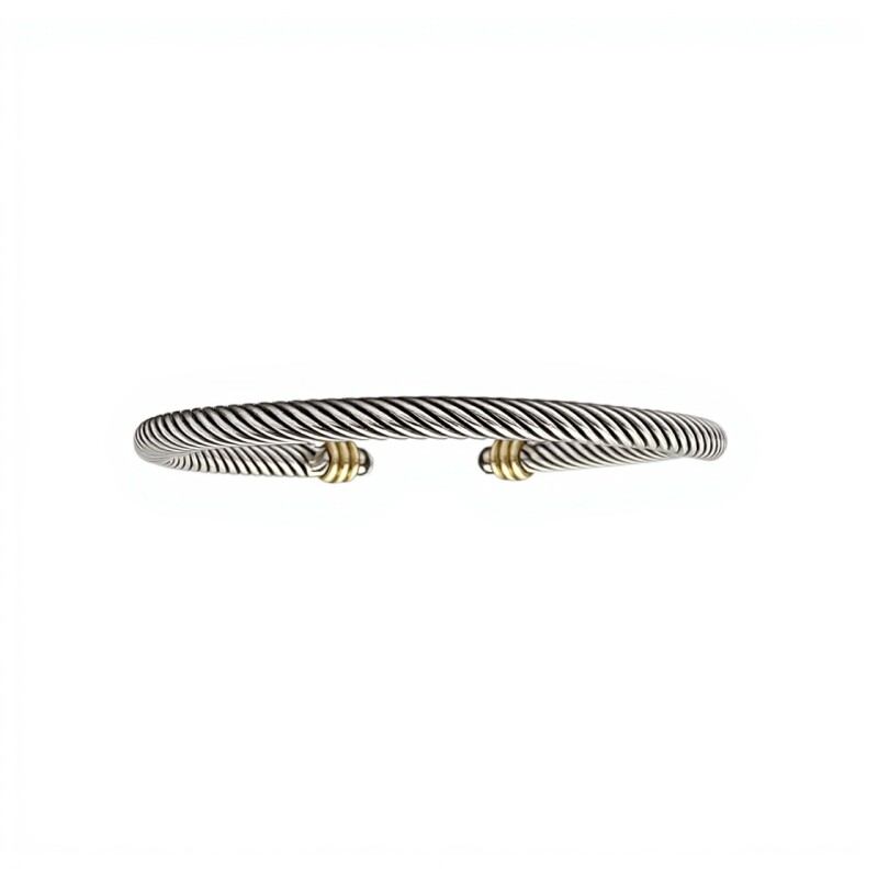 Brazalete Torneado-Plata y Oro-Con resina- BR5003 sinpiedra