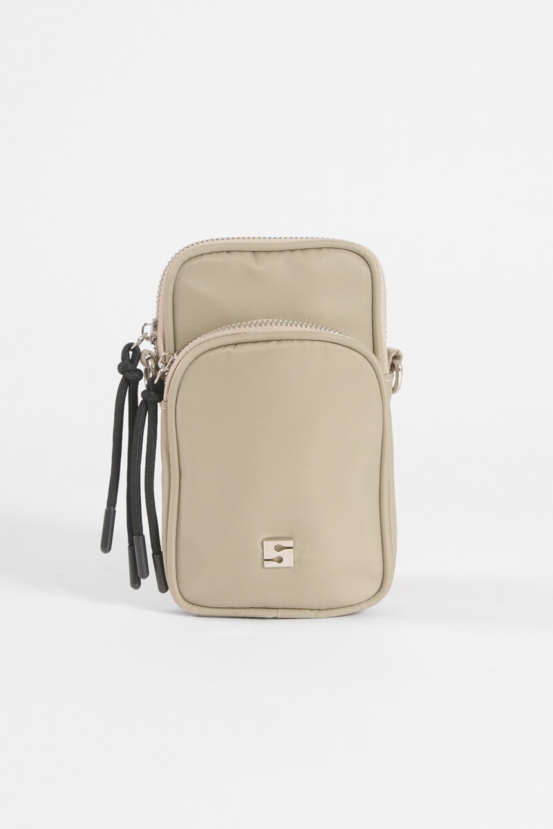 Porta celular strap ojalillos beige