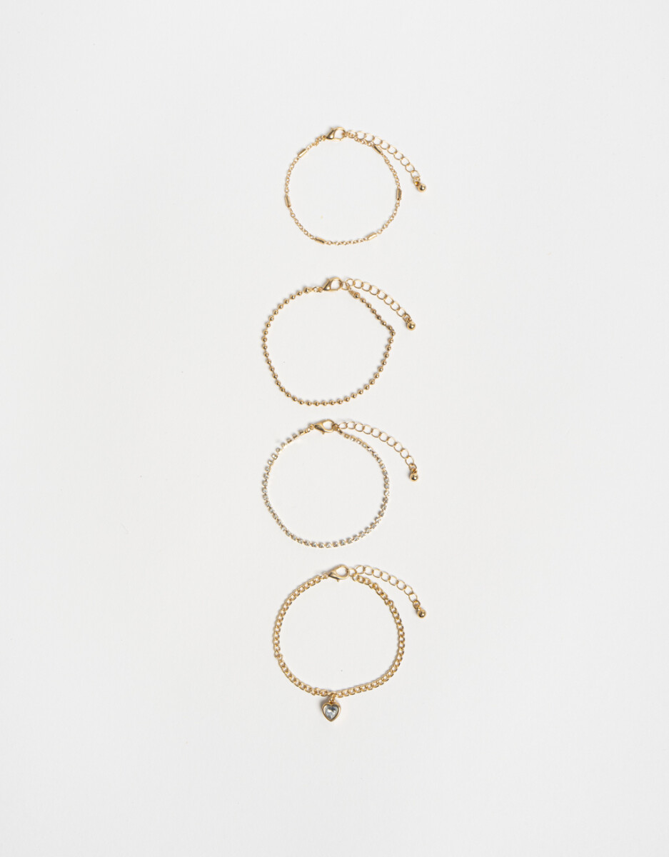 Pulseras Flexibles Set Con Corazón 
