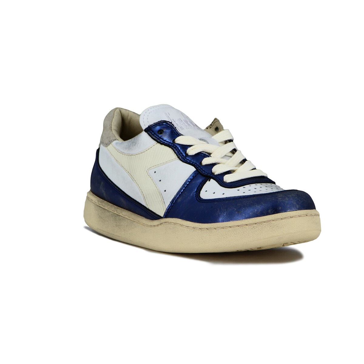 Diadora MI BASKET LOW METALLIC DIRTY - Blanco-Azul 