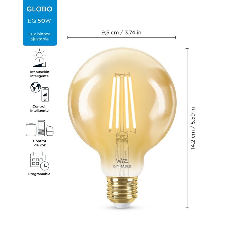 LAMPARA LED SMART VINTAGE 7W E27 G95 GLOBO WIZ LAMPARA LED SMART VINTAGE 7W E27 G95 GLOBO WIZ
