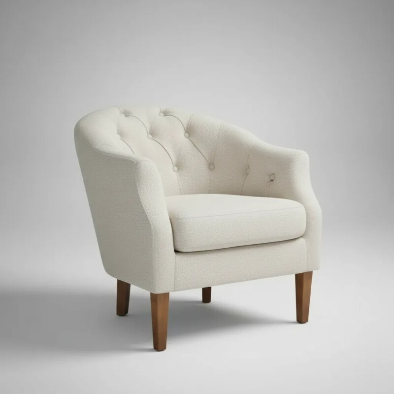 POLTRONA CAPITONEADA - TELA TRAMADA BEIGE POLTRONA CAPITONEADA - TELA TRAMADA BEIGE