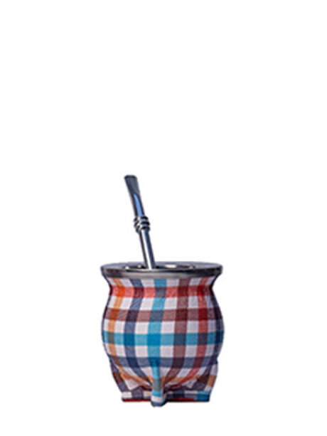 Mate Cerámica con Bombilla Cuadrillé