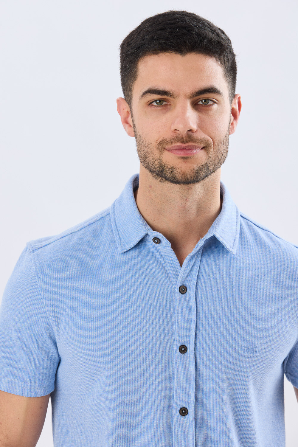 CAMISA PIQUÉ LISA Celeste