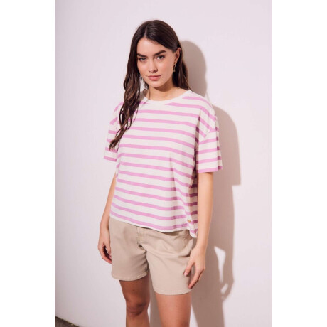 Remera Algodón Rayada Lavanda