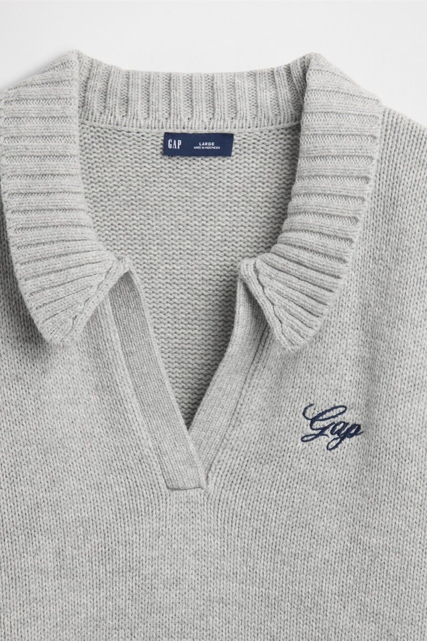 Buzo Polo Logo Gap Mujer Bc15 Lt Grey Heather