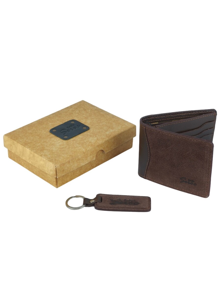 Set billetera y llavero - Chocolate 