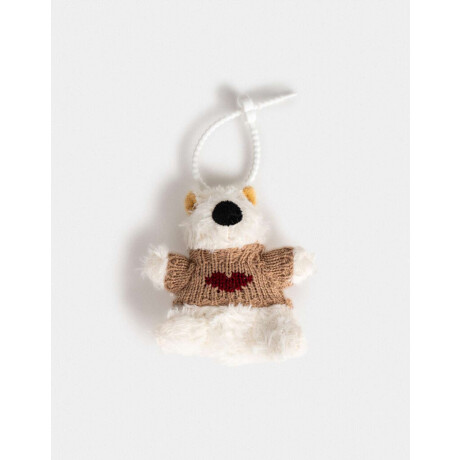 Llavero Y Charm De Perrito Con Sweater Blanco Crema