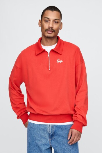 Buzo Tipo Polo Medio Cierre Logo Gap Hombre Tomato Sauce