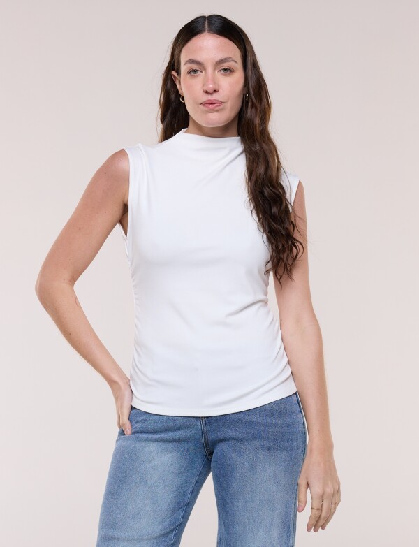 Musculosa Mock Neck & Frunces Laterales CRUDO