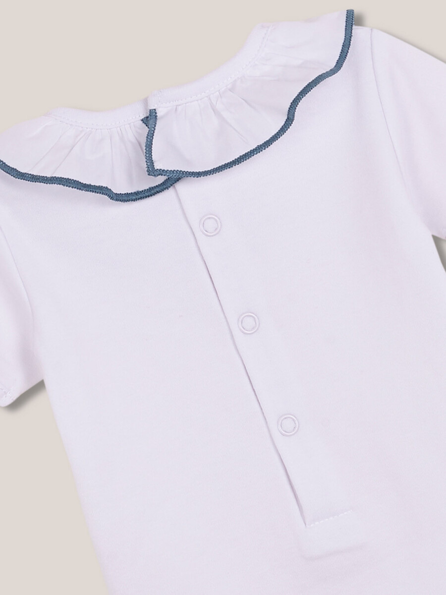 Body Con Cuello De Popelin Hilo A Contraste Blanco