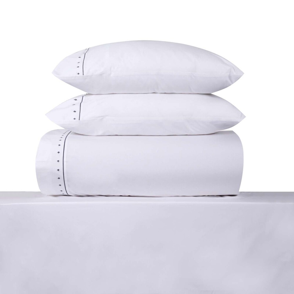 JUEGO DE SABANAS SUPER KING ALGODON BLANCO EMBRO 200H