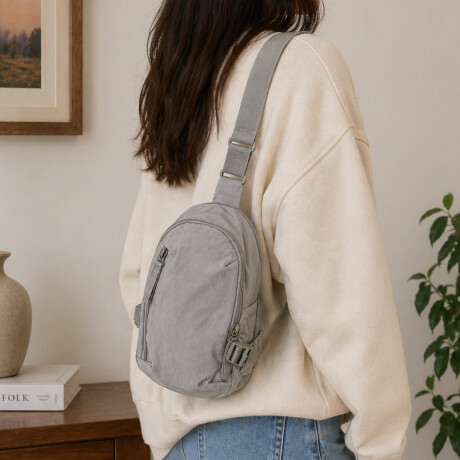 Morral mochila cruzada ajustable con bolsillos Gris