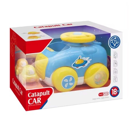 Juego Auto Catapulta + 2 Mini Autitos Plástico Bebé Huanger Celeste