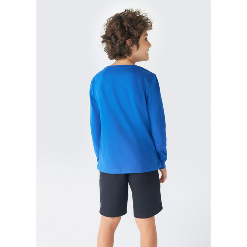 CAMISETA ML MASC AZUL CARIBE/CHUMBO/BLANCO