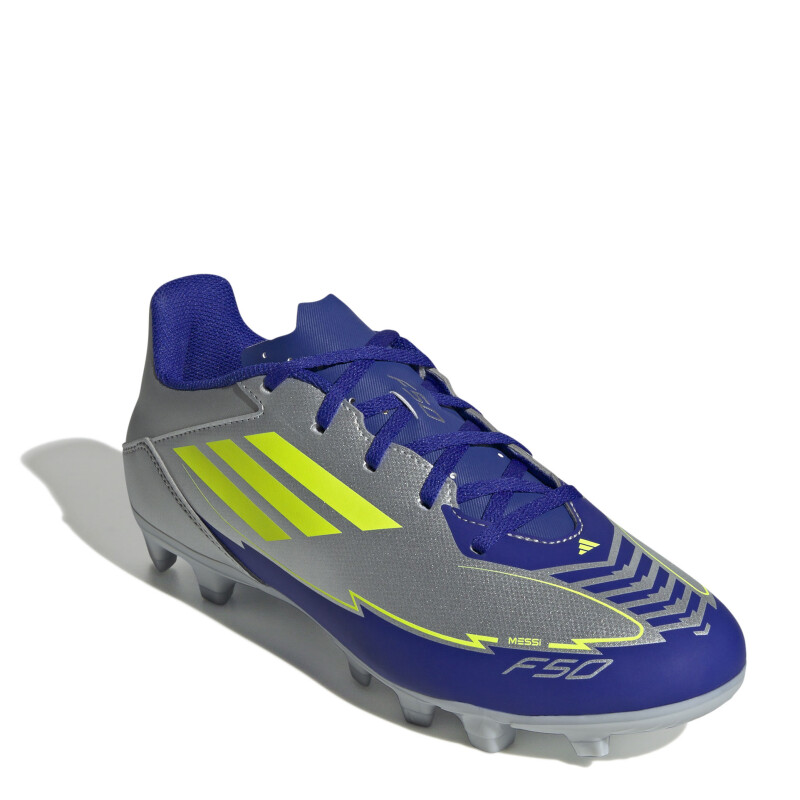 Championes de Fútbol 11 Unisex Adidas F50 Club FG Messi Plateado - Azul - Amarillo