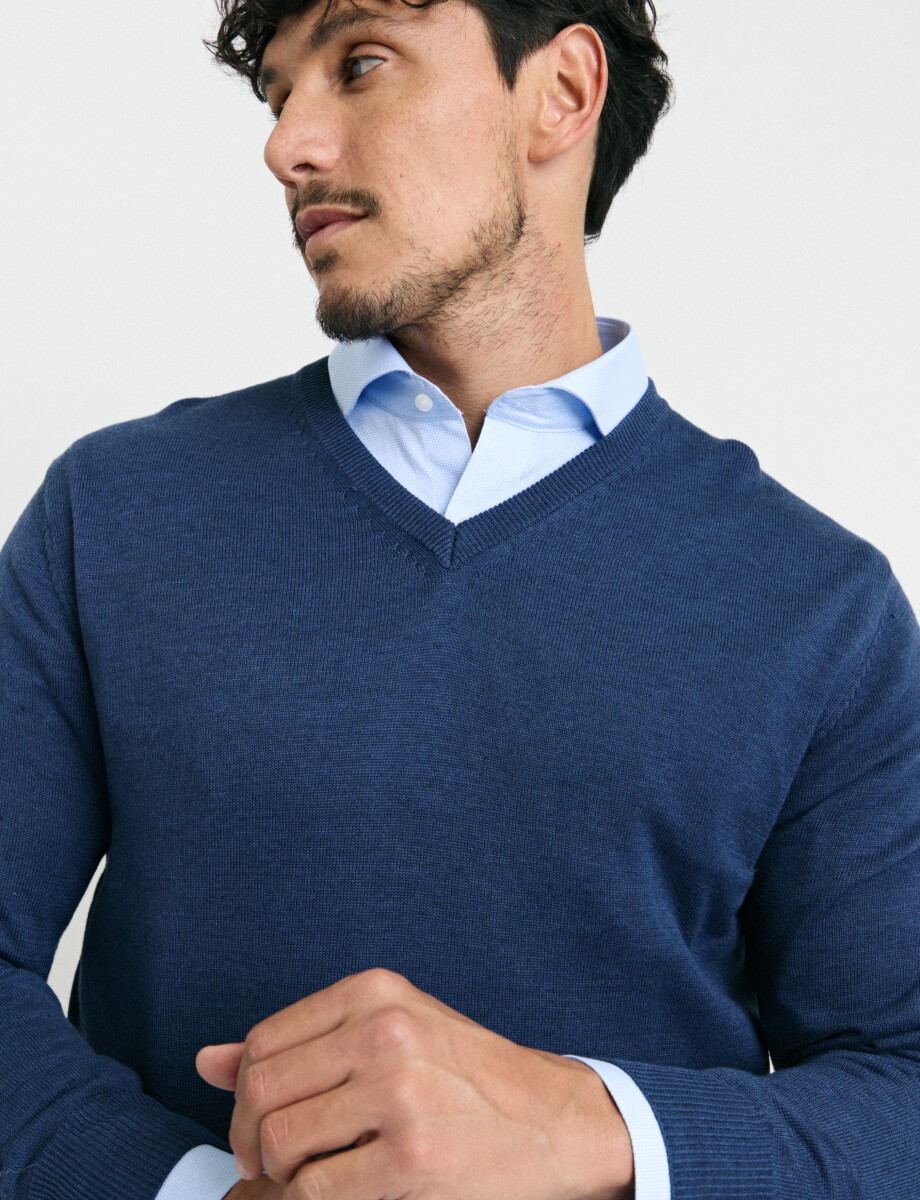 470985 SWEATER HARRINGTON LABEL Azul Piedra