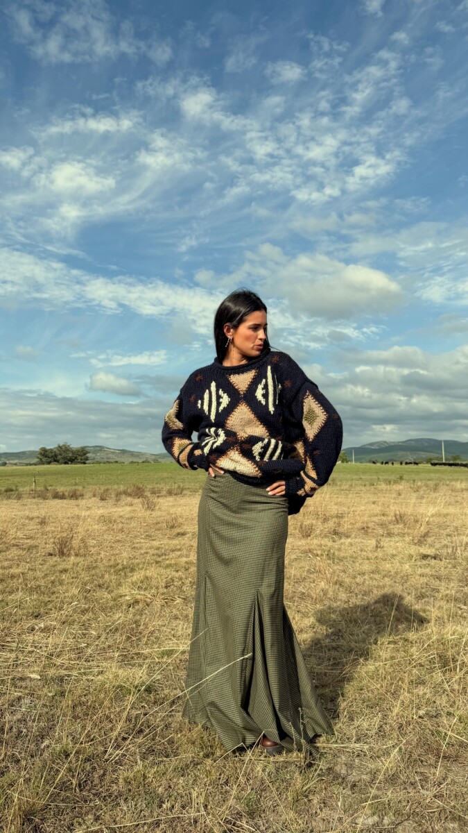 Long Scottish Skirt - Verde / Beige 