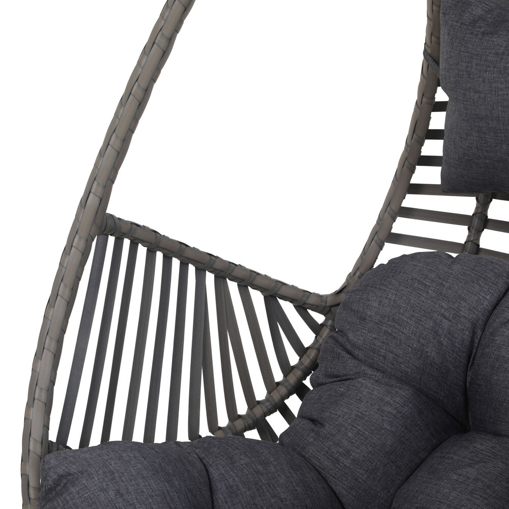 HAMACA COLGANTE RATTAN-SINTETICO-Y-ACERO GRIS NIZA