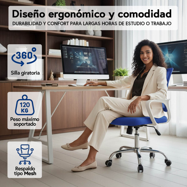 Silla de escritorio Oficina Sillon Ejecutiva Ergonomica IMBACK Color Azul Silla de escritorio Oficina Sillon Ejecutiva Ergonomica IMBACK Color Azul