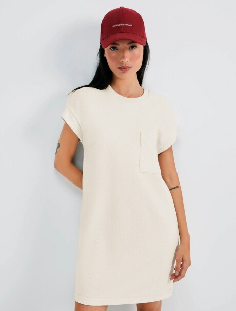 VESTIDO BÁSICO CON TEXTURA BEIGE