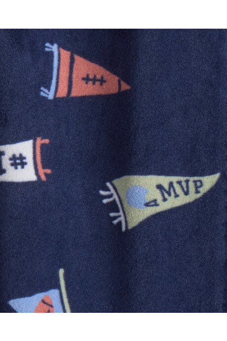 Pijama una pieza de micropolar, con pie, diseño banderines Pijama una pieza de micropolar, con pie, diseño banderines