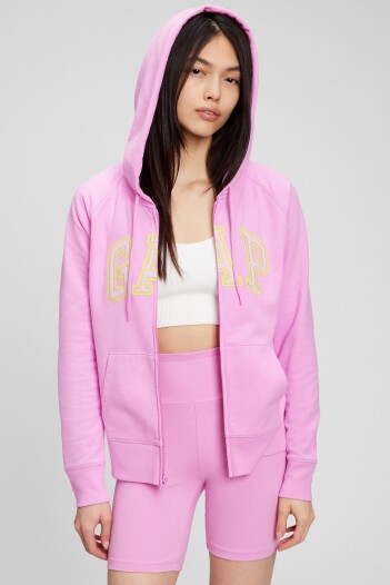 Canguro Con Cierre Con Felpa Logo Gap Mujer Purple Rose
