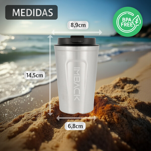 Vaso Termico Cafe Doble Capa 380ml Con Tapa Acero Inoxidable Vaso Termico Cafe Doble Capa 380ml Con Tapa Acero Inoxidable