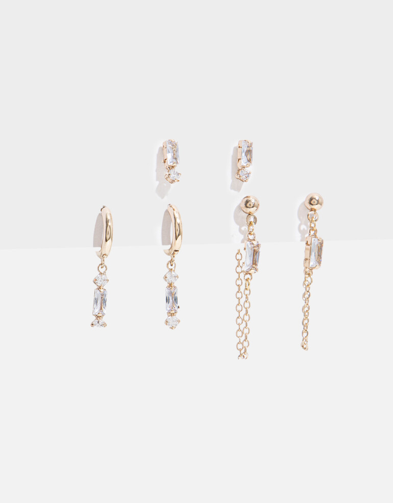 Aros Sets Strass Set De Aros Con Cubic Zirconia - Dorado