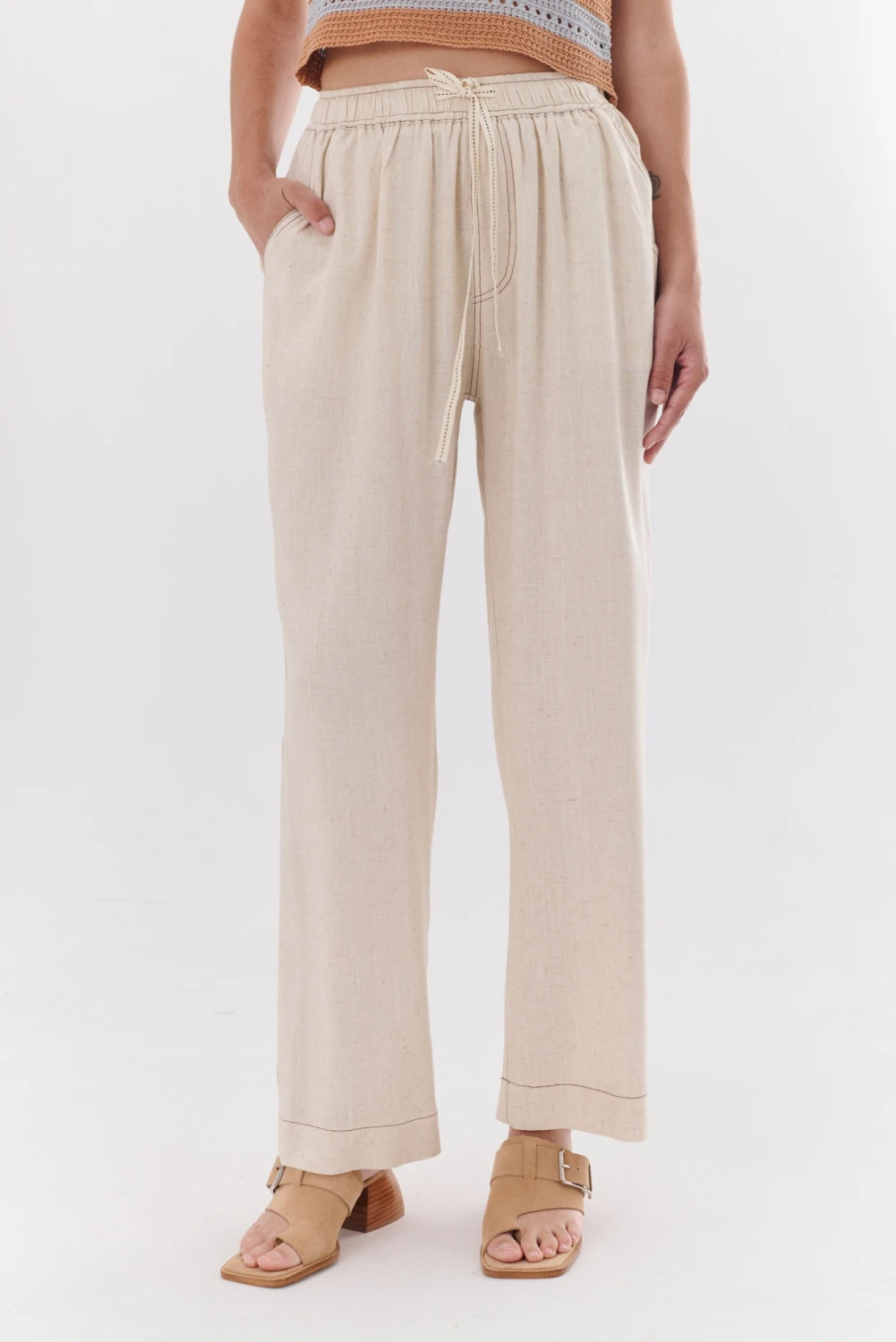 PANTALON LINO EVA beige 2