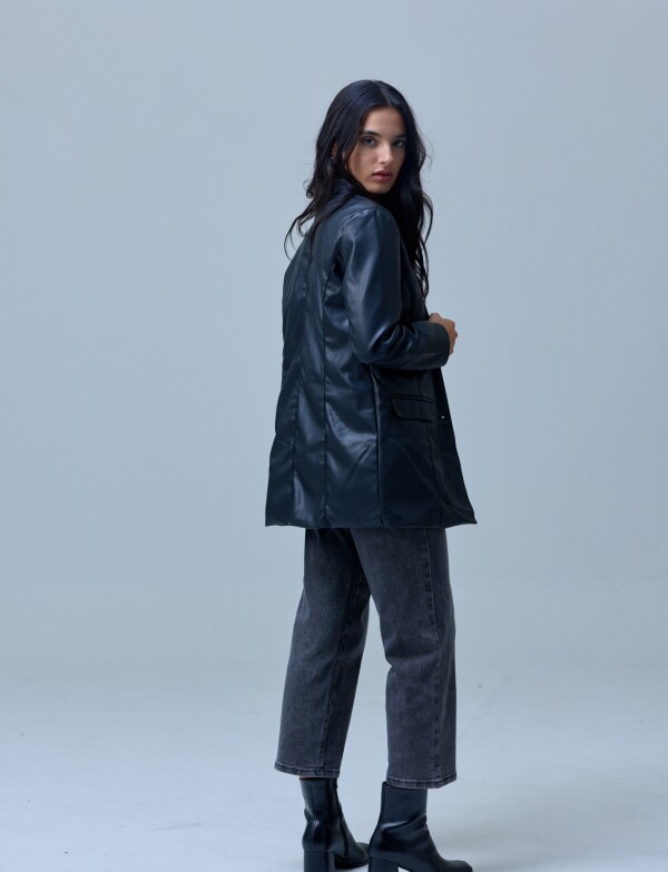 Blazer Eco Cuero Oversized NEGRO