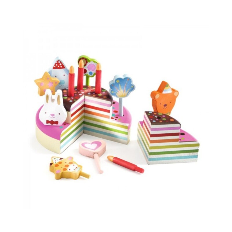 Juego Torta cumpleaños en madera con accesorios Juego Torta cumpleaños en madera con accesorios