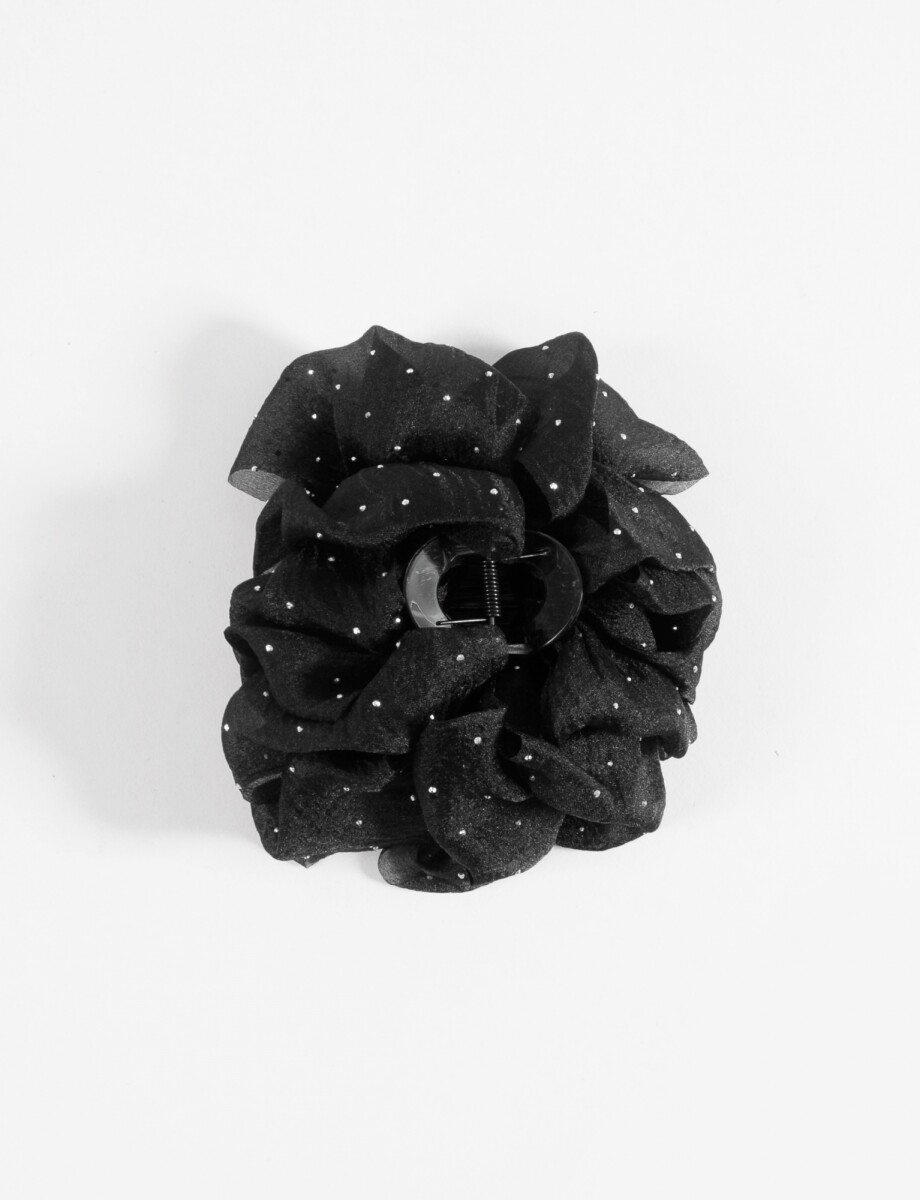 Broche tela strass - negro 