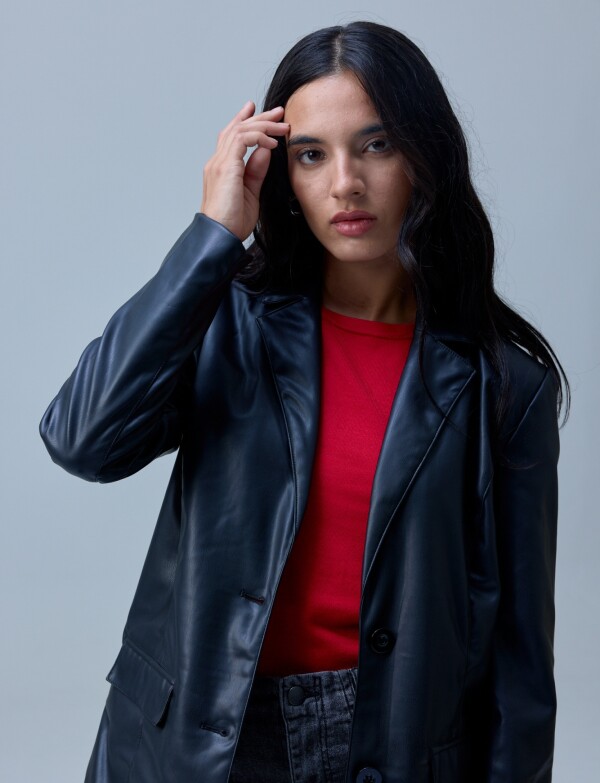 Blazer Eco Cuero Oversized NEGRO
