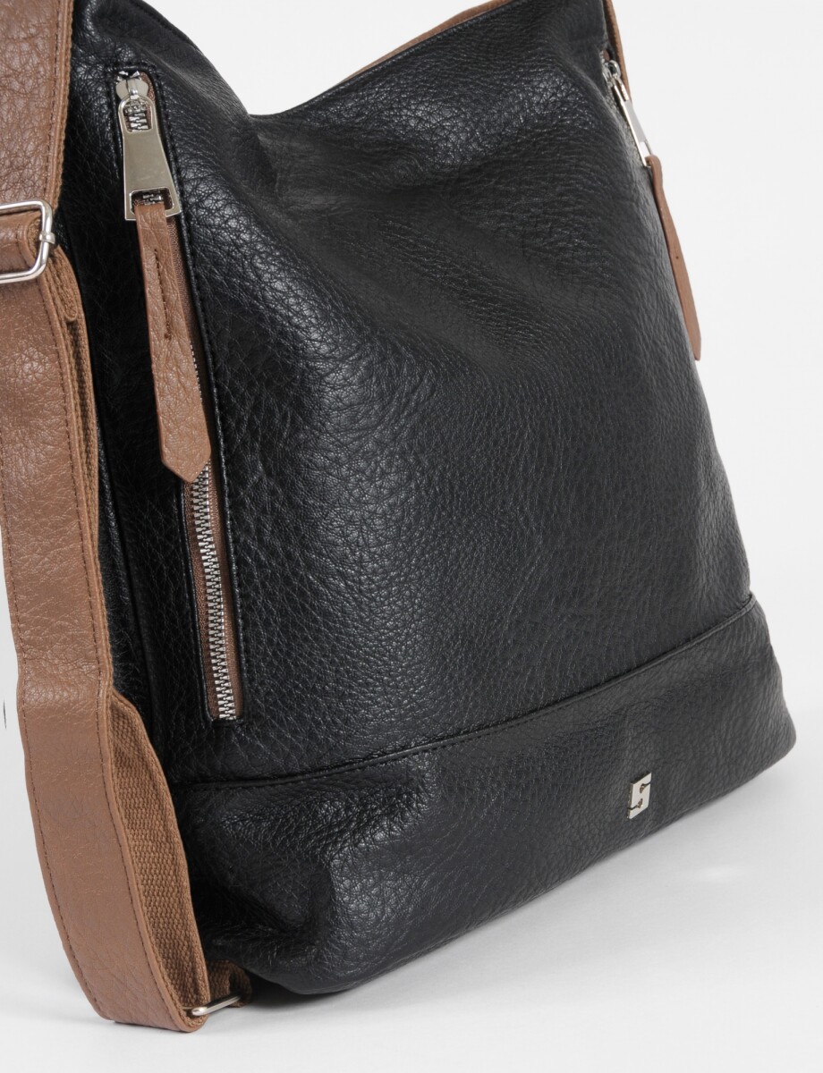 Cartera hobo mochila con cierres - negro 