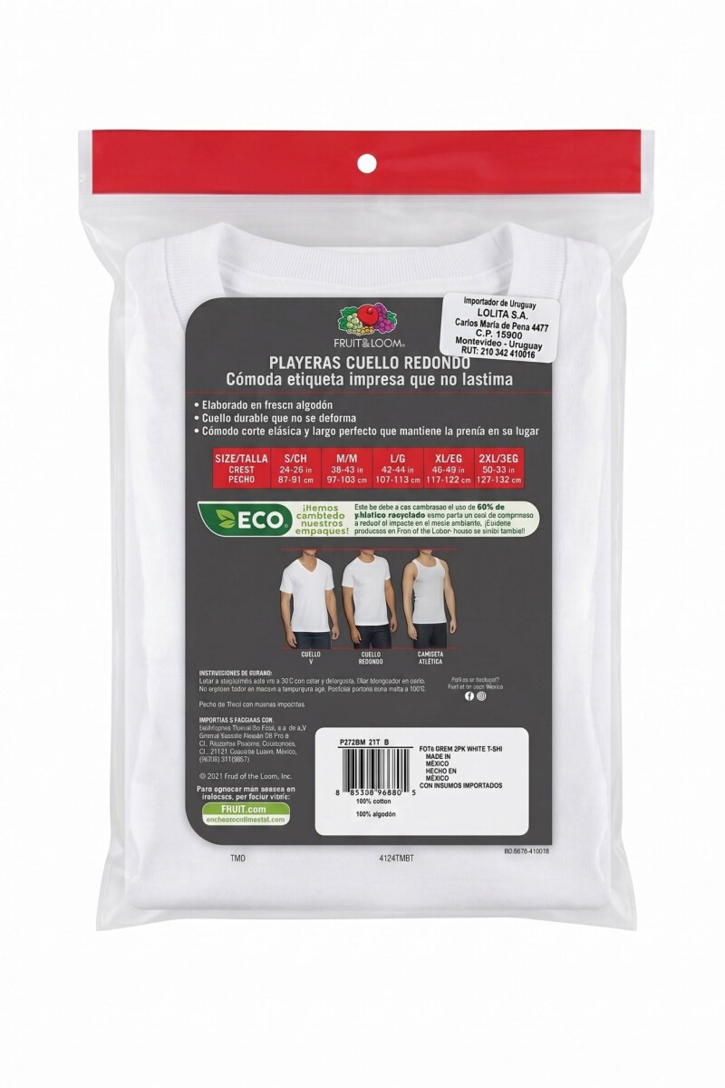 Pack x2 Camiseta interior escote redondo BLANCO