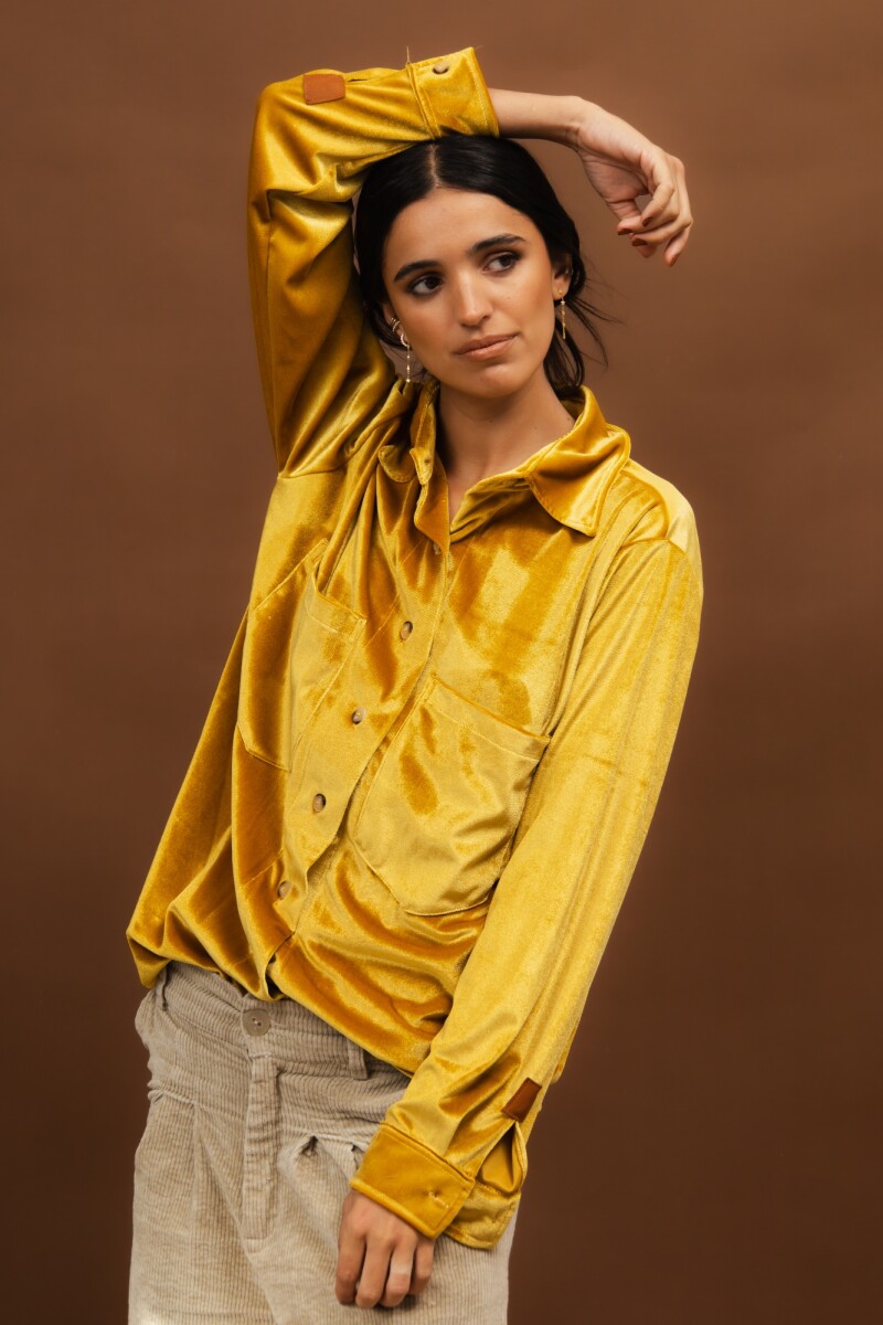 Velvet Shirt con Puño - Mostaza 